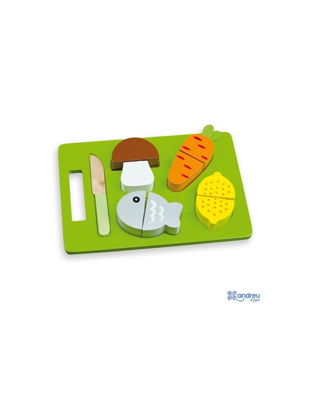 Juego andreutoys bandeja alimentos para cortar 21,4x15x3 cm