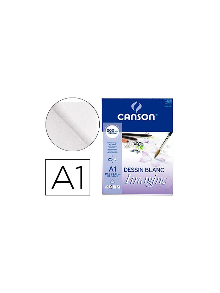 Bloc dibujo multitecnicas canson imagine din a1 encolado liso 59,4x84,1 cm 25 hojas 200 gr/m2 Bloc dibujo multitecnicas canson imagine din a1 encolado liso 59,4x84,1 cm 25 hojas 200 gr/m2