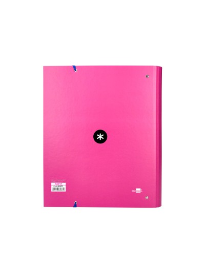 Carpeta con recambio antartik a4 cuadro 5mm forrada 4 anillas 40mm redondas con solapa color rosa