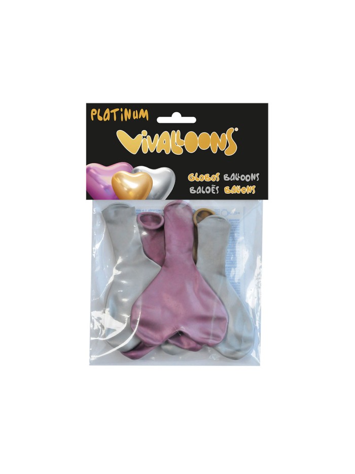 Globo 100% latex biodegradable corazon platinum blister de 5 unidades Globo 100% latex biodegradable corazon platinum blister de 5 unidades