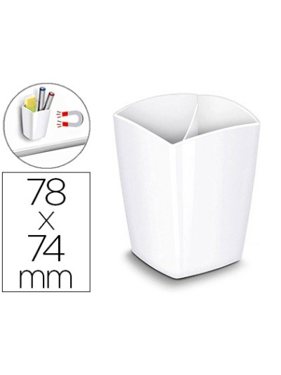 Cubilete portalapices cep blanco opaco plastico magnetico 78x74x95 mm