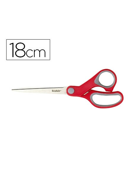 Tijera oficina scotch confort 18 cm de acero inoxidable mango ergonomico ambidiestros