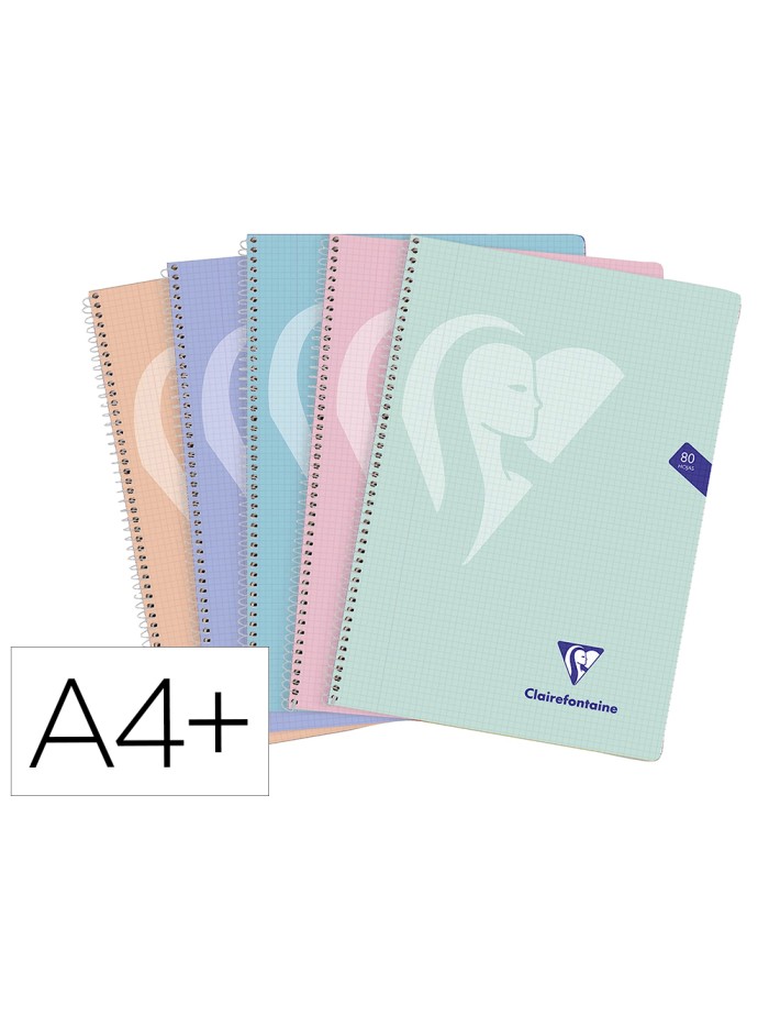 Cuaderno espiral clairefontaine tapa polipropileno folio 80 hojas 90 gr cuadro 4mm colores Cuaderno espiral clairefontaine tapa polipropileno folio 80 hojas 90 gr cuadro 4mm colores