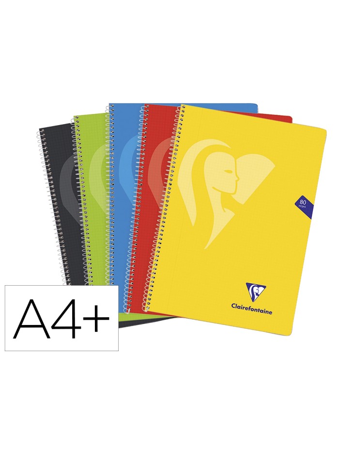 Cuaderno espiral clairefontaine tapa polipropileno folio 80 hojas 90 gr cuadro 4mm colores Cuaderno espiral clairefontaine tapa polipropileno folio 80 hojas 90 gr cuadro 4mm colores
