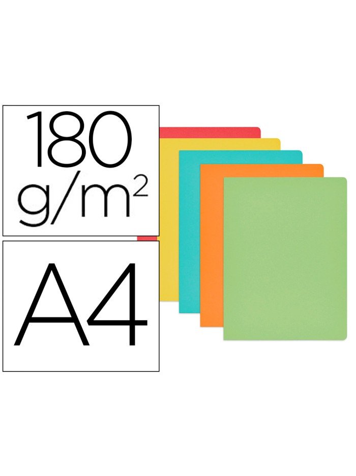 Subcarpeta cartulina gio din a4 colores pasteles surtidos 180 g/m2 paquete de 50 unidades Subcarpeta cartulina gio din a4 colores pasteles surtidos 180 g/m2 paquete de 50 unidades