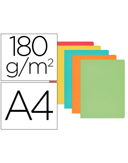 Subcarpeta cartulina gio din a4 colores pasteles surtidos 180 g/m2 paquete de 50 unidades