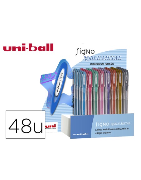Boligrafo uni ball um-120 signo 0,7 mm tinta gel expositor de 48 colores metalizados