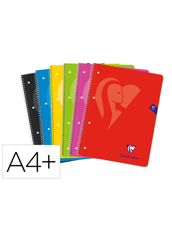 Cuaderno espiral clairefontaine tapa blanda din a4+ micro 80h 4 tal 90 gr cuadro 5 mm colores surtidos Cuaderno espiral clairefontaine tapa blanda din a4+ micro 80h 4 tal 90 gr cuadro 5 mm colores surtidos