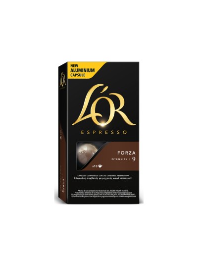 Cafe l'or espresso forza fuerza 9 caja de 10 unidades compatible con nespresso