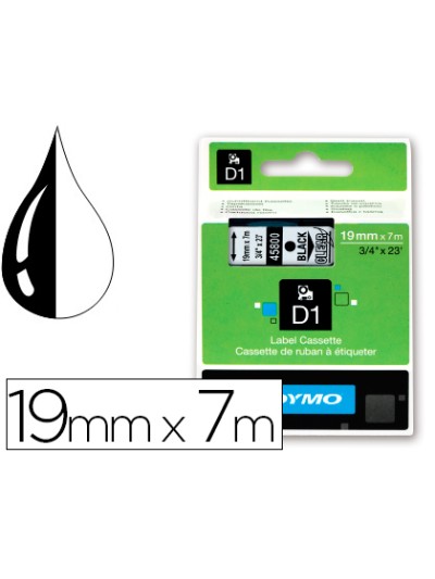 Cinta dymo negro transparente 19mm x 7 mt d1