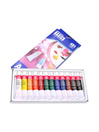 Pintura acrilica artist caja carton de 12 colores surtidos tubo de 12 ml