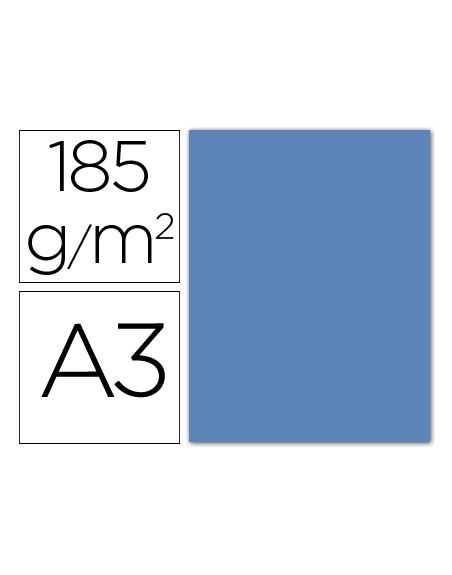 Cartulina guarro din a3 azul maldiva 185 gr paquete 50 hojas