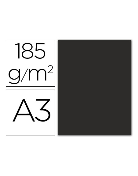 Cartulina guarro din a3 negro 185 gr paquete 50 hojas