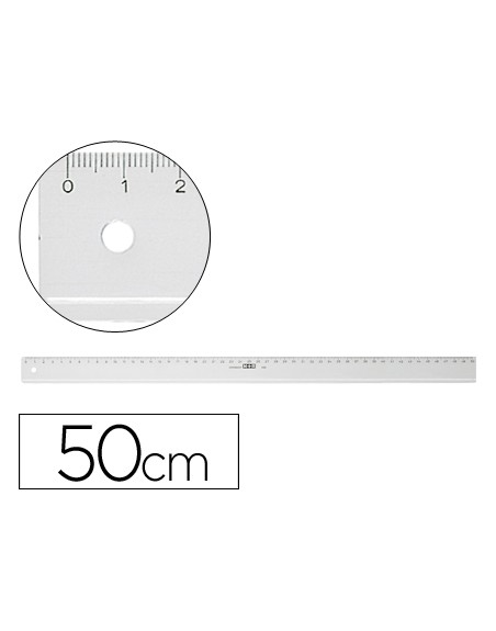 Regla m+r 50 cm plastico transparente