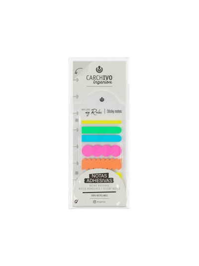 Bloc de notas adhesivas carchivo ingeniox irregular colores neon