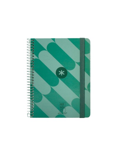 Agenda espiral antartik pattern a6+ 2025 semana vista color verde papel 80 gr