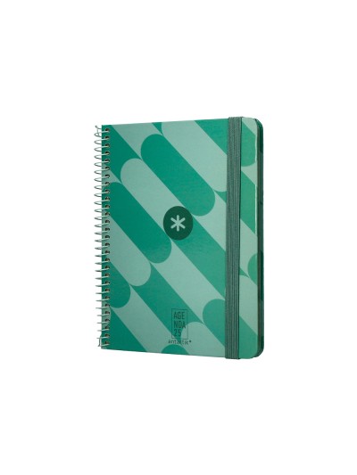 Agenda espiral antartik pattern a6+ 2025 semana vista color verde papel 80 gr