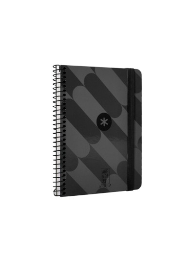 Agenda espiral antartik pattern a6+ 2025 semana vista color negro papel 80 gr