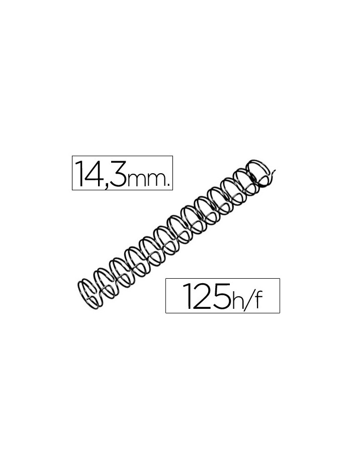 Espiral wire 3:1 14,3 mm n.9 negro capacidad 125 hojas caja de 100 unidades Espiral wire 3:1 14,3 mm n.9 negro capacidad 125 hojas caja de 100 unidades
