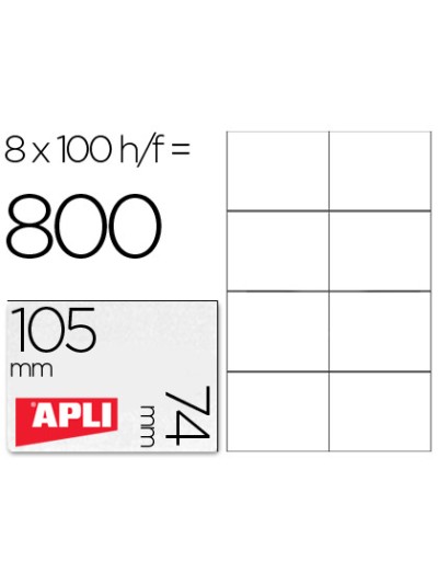 Etiqueta adhesiva apli 1279 tamaño 105x74 mm para fotocopiadora laser ink-jet caja con 100 hojas din a4