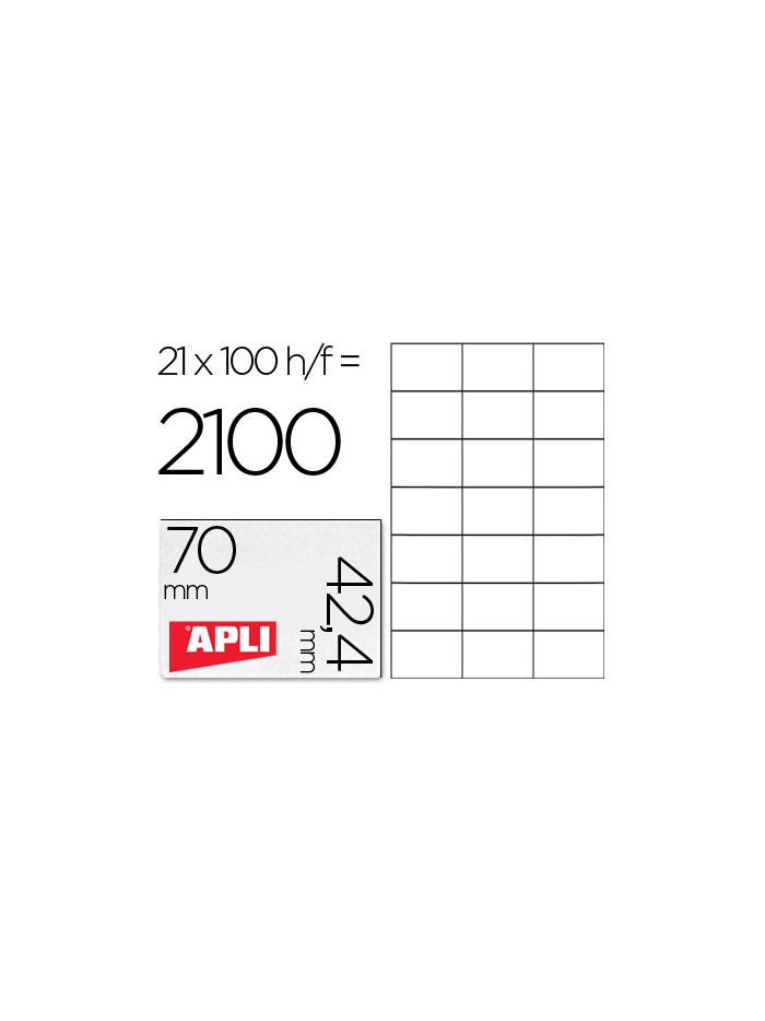 Etiqueta adhesiva apli 1276 tamaño 70x42,4 mm para fotocopiadora laser ink-jet caja con 100 hojas din a4 Etiqueta adhesiva apli 1276 tamaño 70x42,4 mm para fotocopiadora laser ink-jet caja con 100 hojas din a4