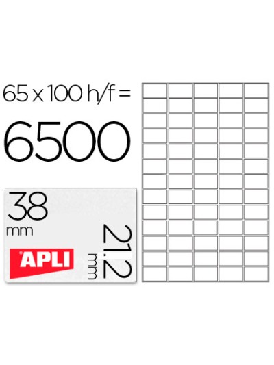 Etiqueta adhesiva apli 1283 tamaño 38x21.2mm para fotocopiadora laser ink-jet caja con 100 hojas din a4