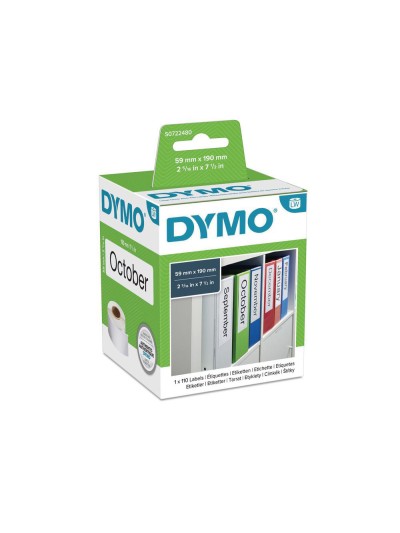 Etiqueta adhesiva dymo 99019 -tamaño 59x190 mm para impresora 400 110 etiquetas uso lomo archivadores