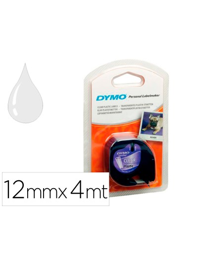 Cinta dymo 12mmx4mt -transparente para maquina letratag