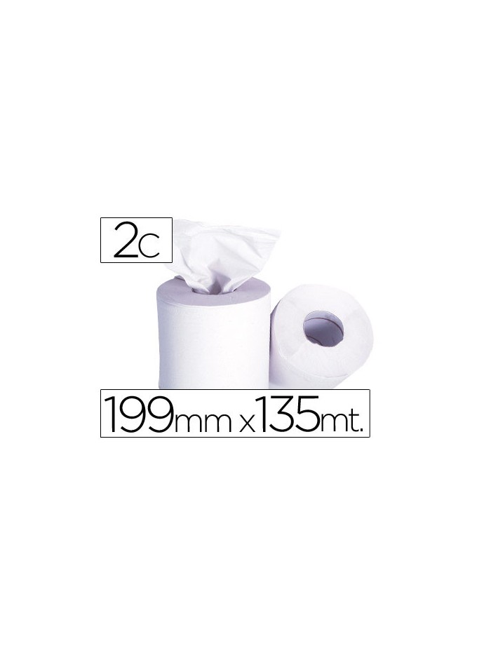 Papel secamanos 2 capas 199 mm x 135 mt mandril 70 mm diametro 197 mm Papel secamanos 2 capas 199 mm x 135 mt mandril 70 mm diametro 197 mm