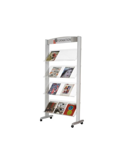Expositor paperflow de suelo metalico baldas transparentes 4 estantes