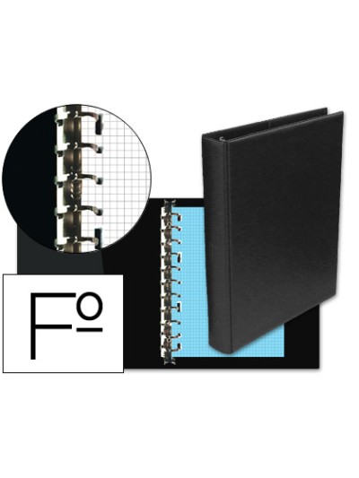 Carpeta multifin alfa 3005-g 16 anillas 40 mm plastico folio negro