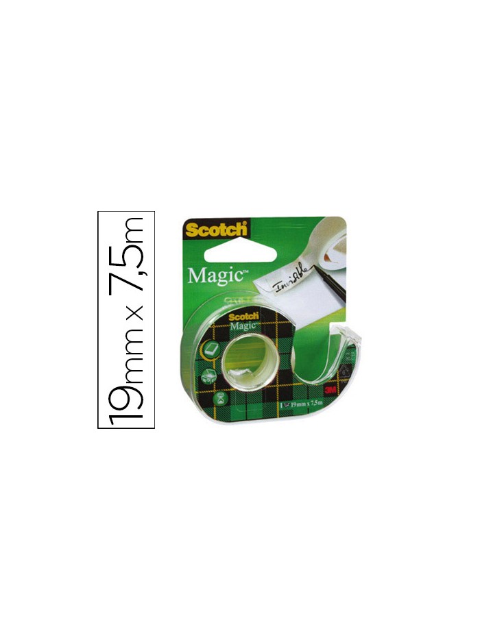Cinta adhesiva scotch magic invisible 7,5 mt x 19 mm en portarrollo Cinta adhesiva scotch magic invisible 7,5 mt x 19 mm en portarrollo