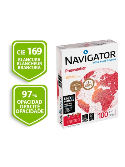 Papel fotocopiadora navigator din a4 100 gramos papel multiuso ink-jet y laser paquete de 500 hojas