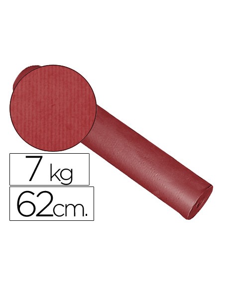 Papel de regalo kraft liso kfc bobina ancho 62 cm peso 7 kg gramaje 60 gr color burdeos