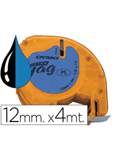 Cinta dymo 12mmx4mt -negro/azul para maquina letratag