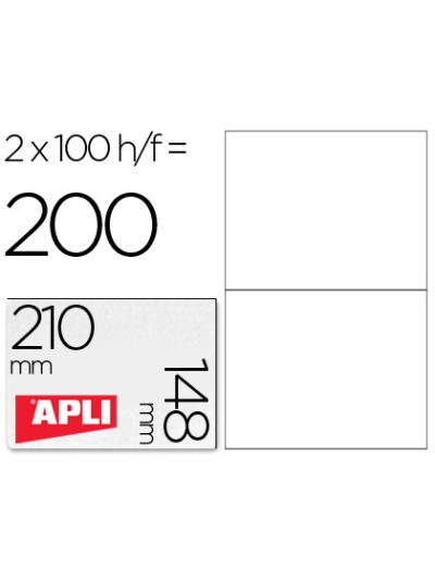 Etiqueta adhesiva apli 1264 tamaño 210x148 mm -fotocopiadora laser ink-jet -caja con 100 hojas din a4