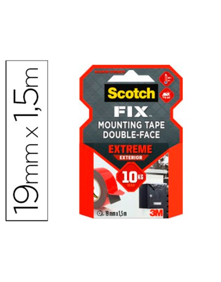 Soporte adhesivo cinta scotch doble cara superresintente 1,5 mt x 19 mm