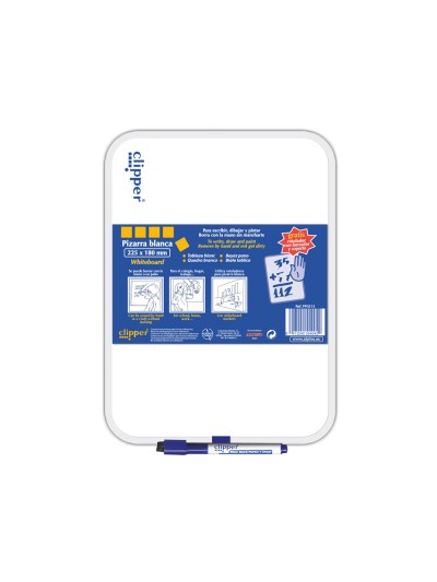 Pizarra blanca clipper pequeña 18x26 cm con rotulador