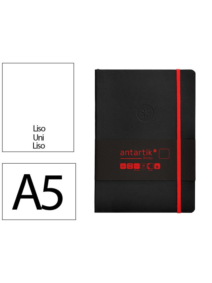 Cuaderno con gomilla antartik notes tapa blanda a5 hojas lisas negro y rojo 80 hojas 80 gr fsc Cuaderno con gomilla antartik notes tapa blanda a5 hojas lisas negro y rojo 80 hojas 80 gr fsc
