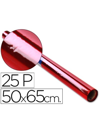 Papel celofan rollo trepado rojo 25 hojas de 50x65 cm