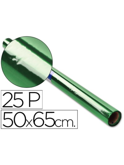 Papel celofan rollo trepado verde 25 hojas de 50x65 cm