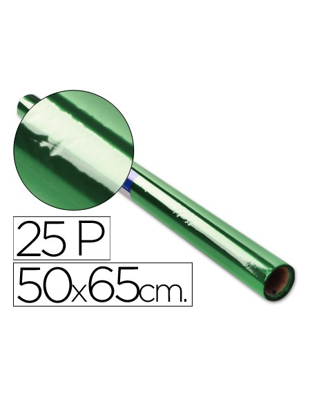 Papel celofan rollo trepado verde 25 hojas de 50x65 cm