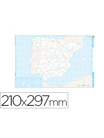 Mapa mudo b/n din a4 españa politico