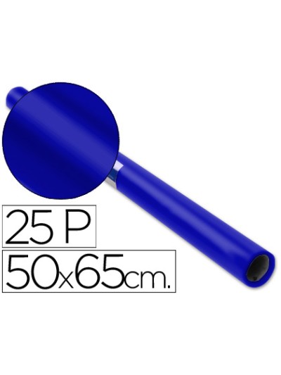Papel charol azul rollo 25 hojas de 50x65 cm