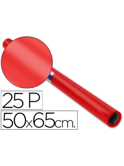 Papel charol rojo rollo 25 hojas de 50x65 cm