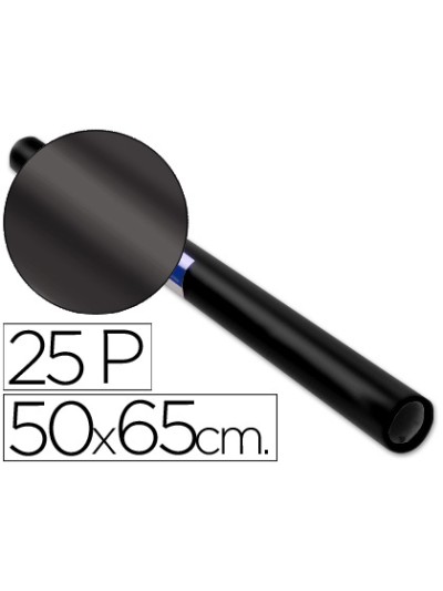Papel charol negro rollo 25 hojas de 50x65 cm