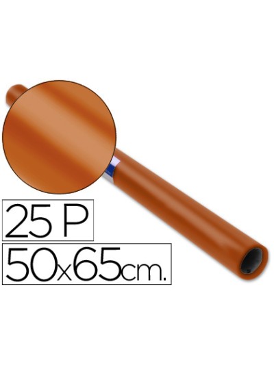 Papel charol marron rollo 25 hojas de 50x65 cm