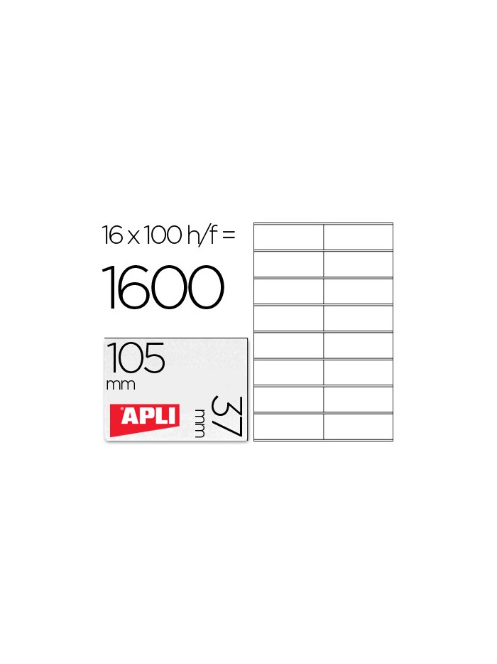 Etiqueta adhesiva apli 1274 tamaño 105x37 mm fotocopiadora laser ink-jet caja con 100 hojas din a4 Etiqueta adhesiva apli 1274 tamaño 105x37 mm fotocopiadora laser ink-jet caja con 100 hojas din a4
