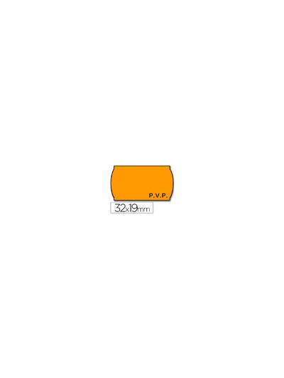 Etiquetas meto onduladas 32x19 mm pvp adh.2 fluor naranja rollo 1000 etiquetas