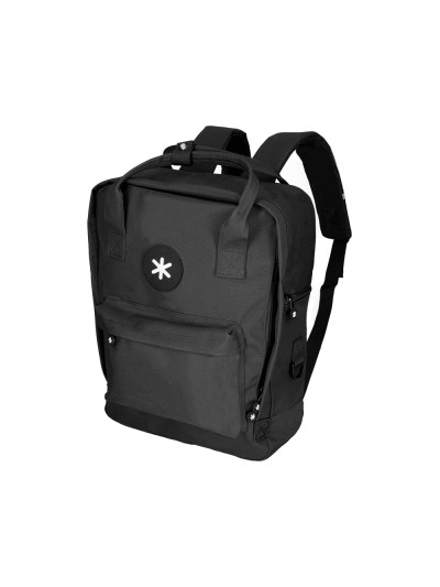 Cartera antartik mochila 2 asas y bolsillos exteriores negro 300x115x390 mm